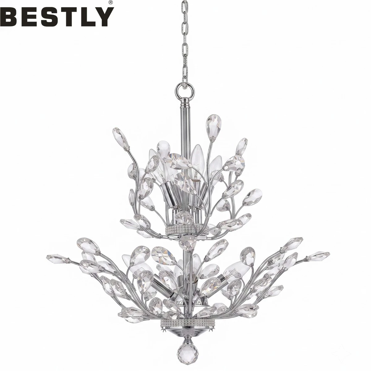Contemporary 2 Tiers Crystal Chandelier Pendant Lights Contemporary 2 Tiers Crystal Chandelier Pendant Lights